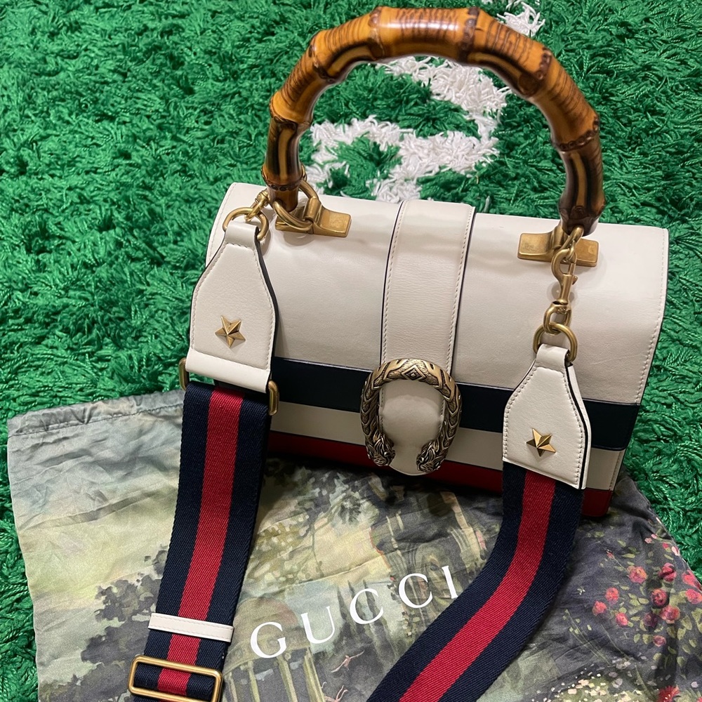 Gucci Dionysus White/Blue/Red Bamboo Top Handle